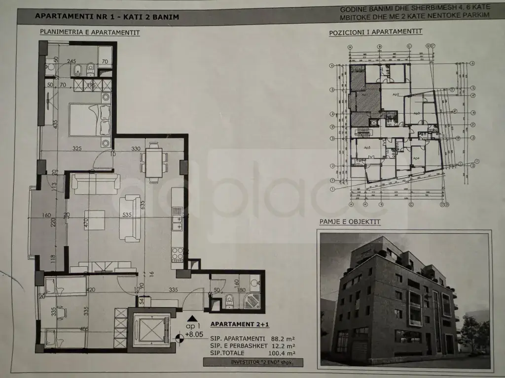 Apartament  100m² 4 floor