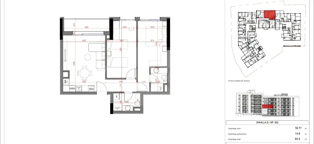 Apartament  93.3m² 3 floor