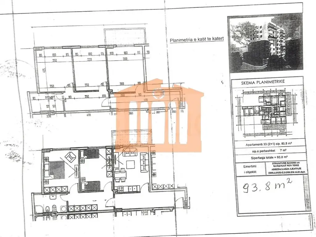 Apartament 1+2 dhoma 87 m² 4 kati