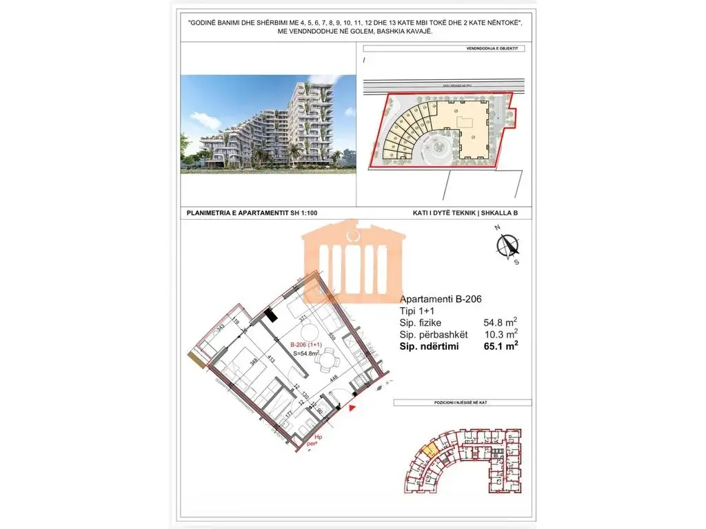 Apartament 1+1 dhoma 59 m²