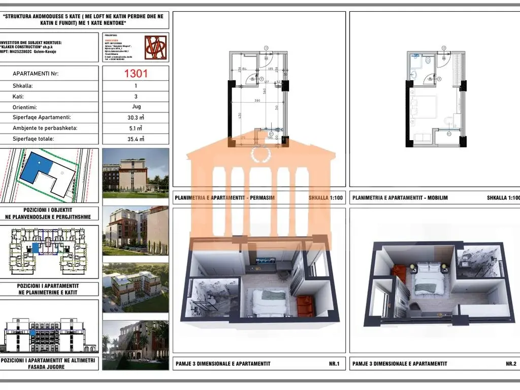 Apartment 1+1 room 35 m² 1 floor