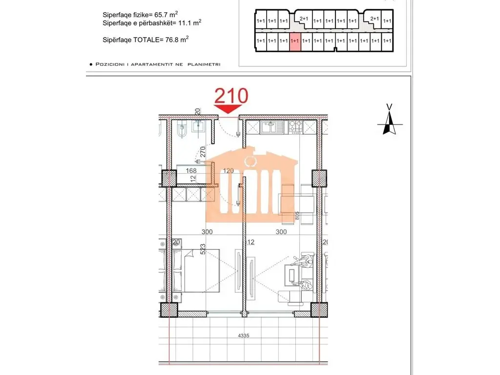 Apartament 1+1 dhoma 66 m² 10 kati