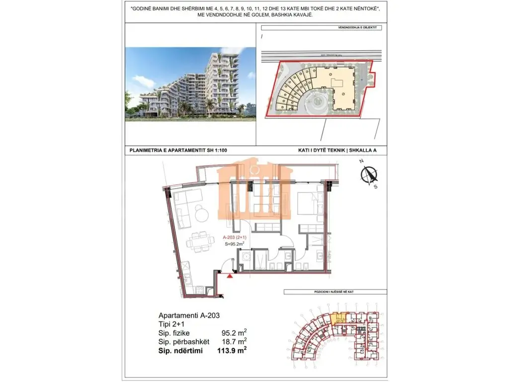Apartament 1+2 dhoma 114 m²