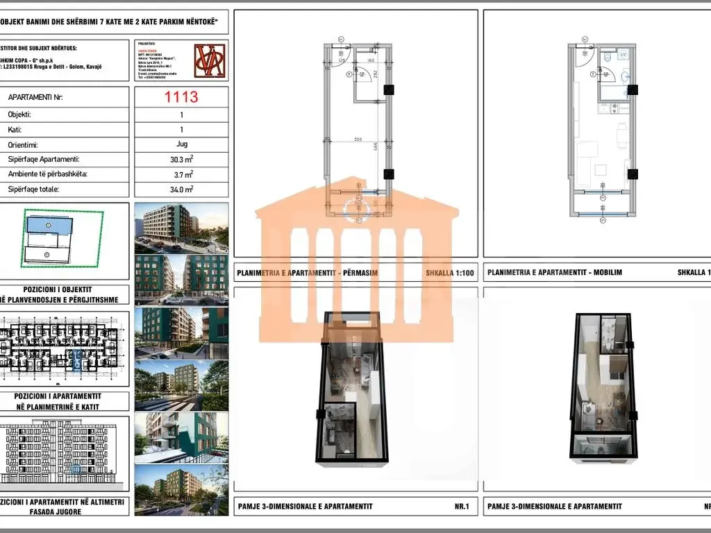 Apartament 1+1 dhoma 30 m² 1 kati