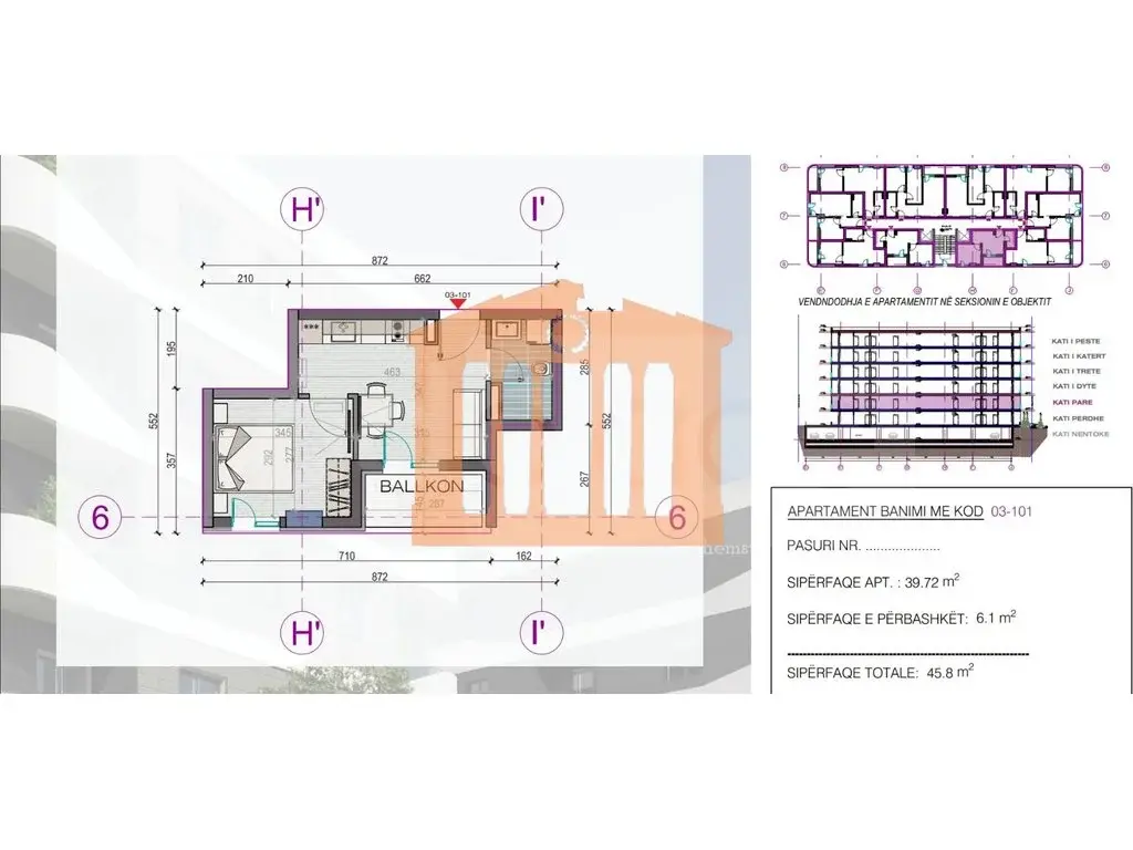Apartament 1+1 dhoma 40 m² 1 kati
