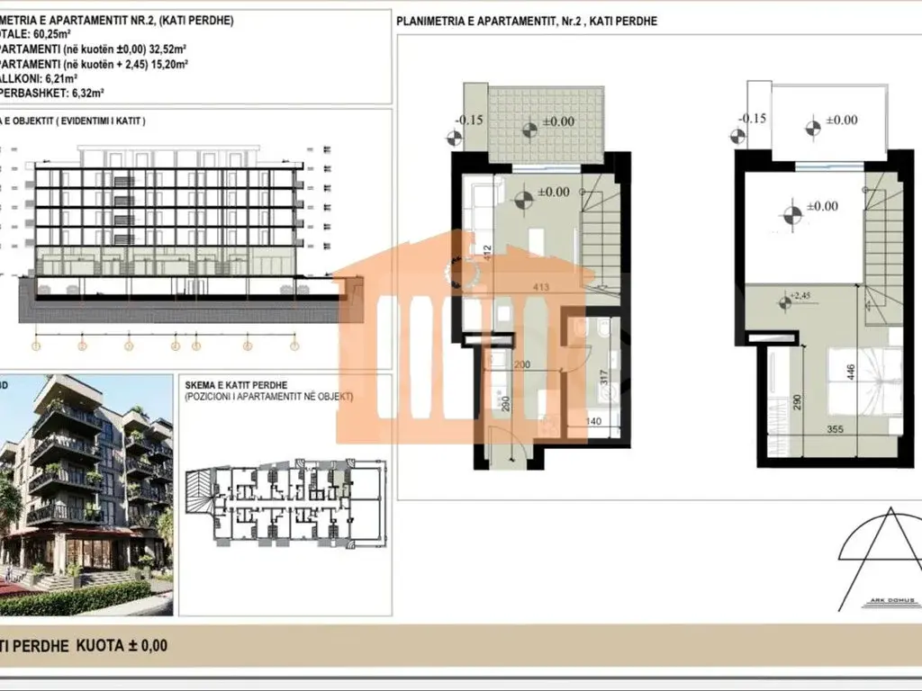 Apartament 1+1 dhoma 60 m² 1 kati