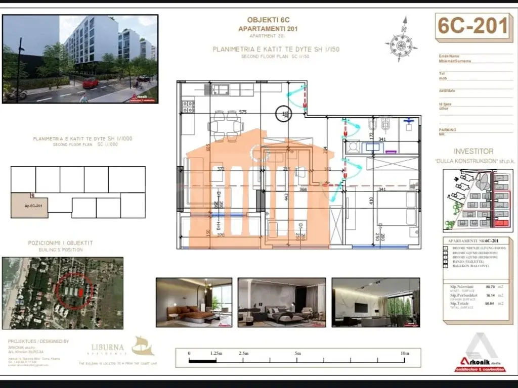 Apartament 1+2 dhoma 97 m² 2 kati