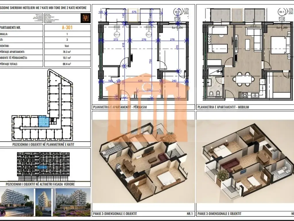 Apartament 1+2 dhoma 88 m²