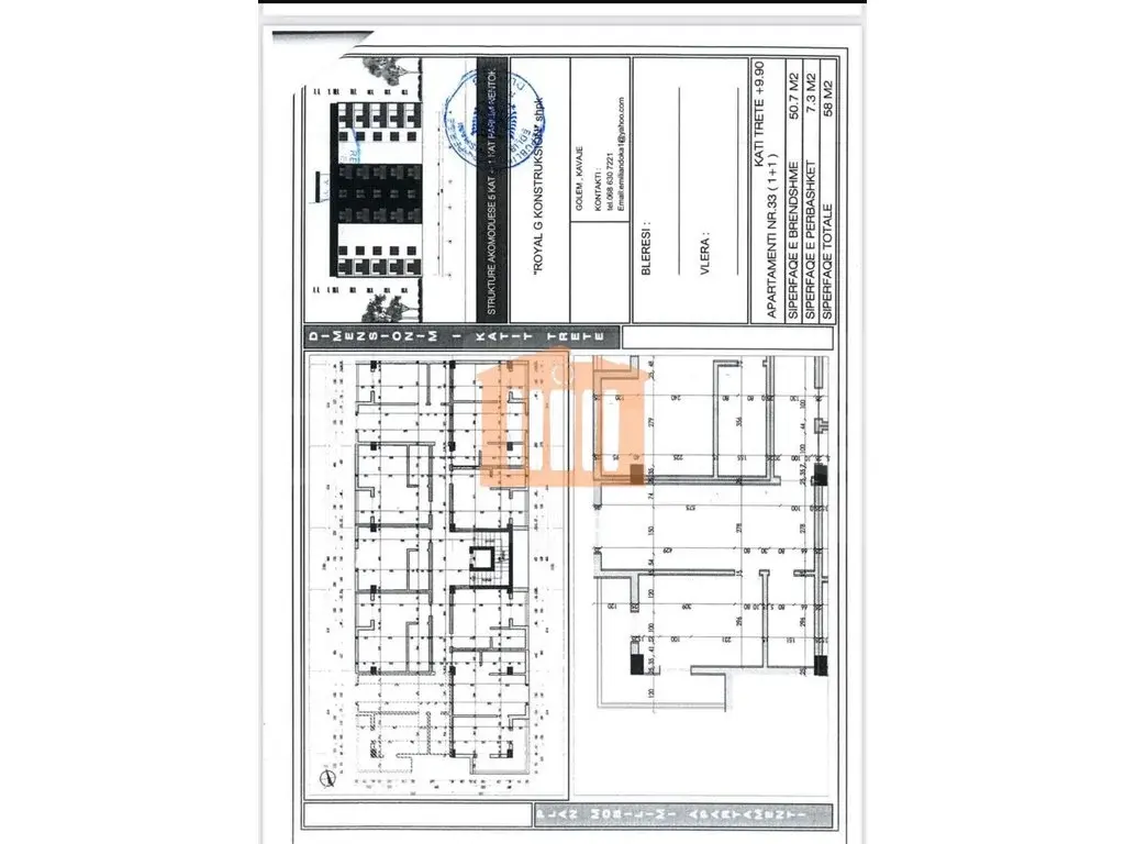 Apartament 1+1 dhoma 51 m² 3 kati