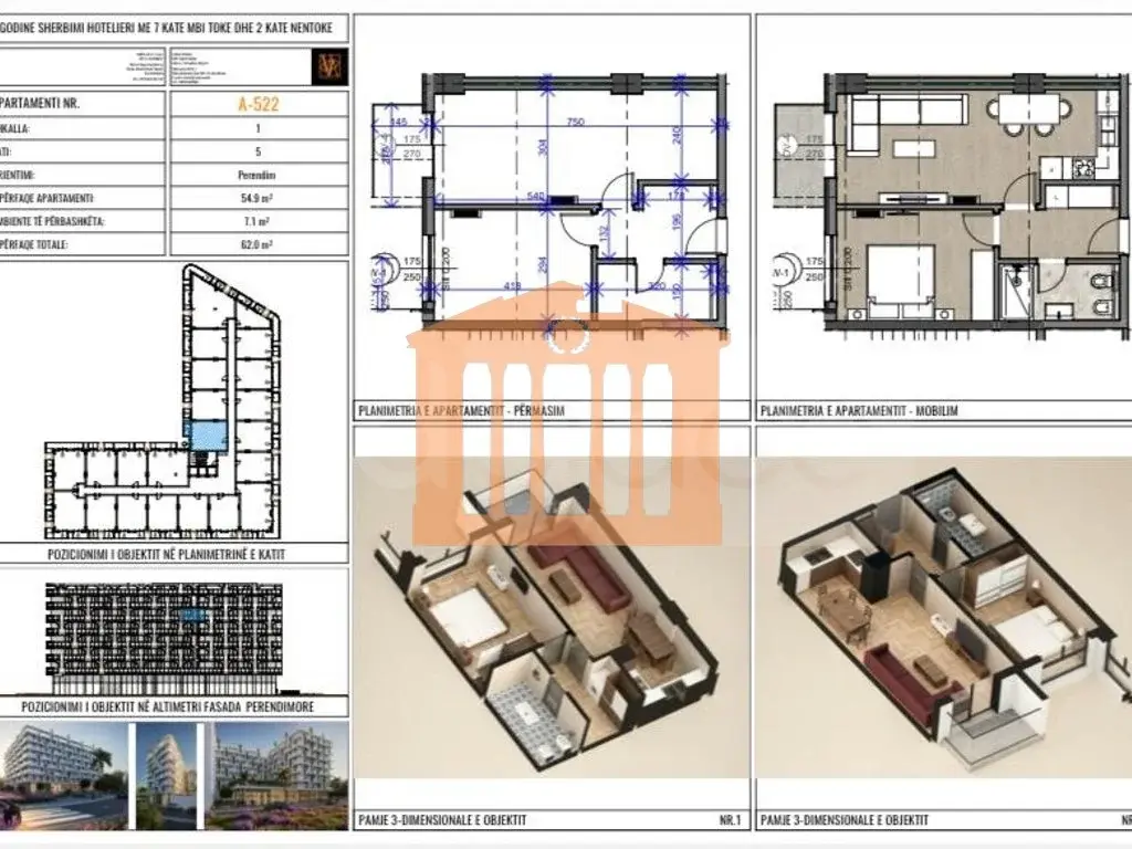 Apartment 1+1 room 62 m²