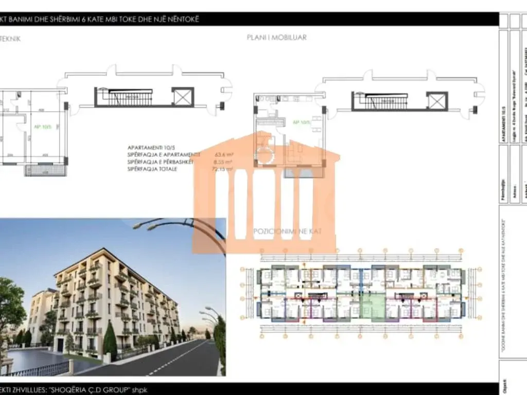 Apartament 1+1 dhoma 64 m² 3 kati