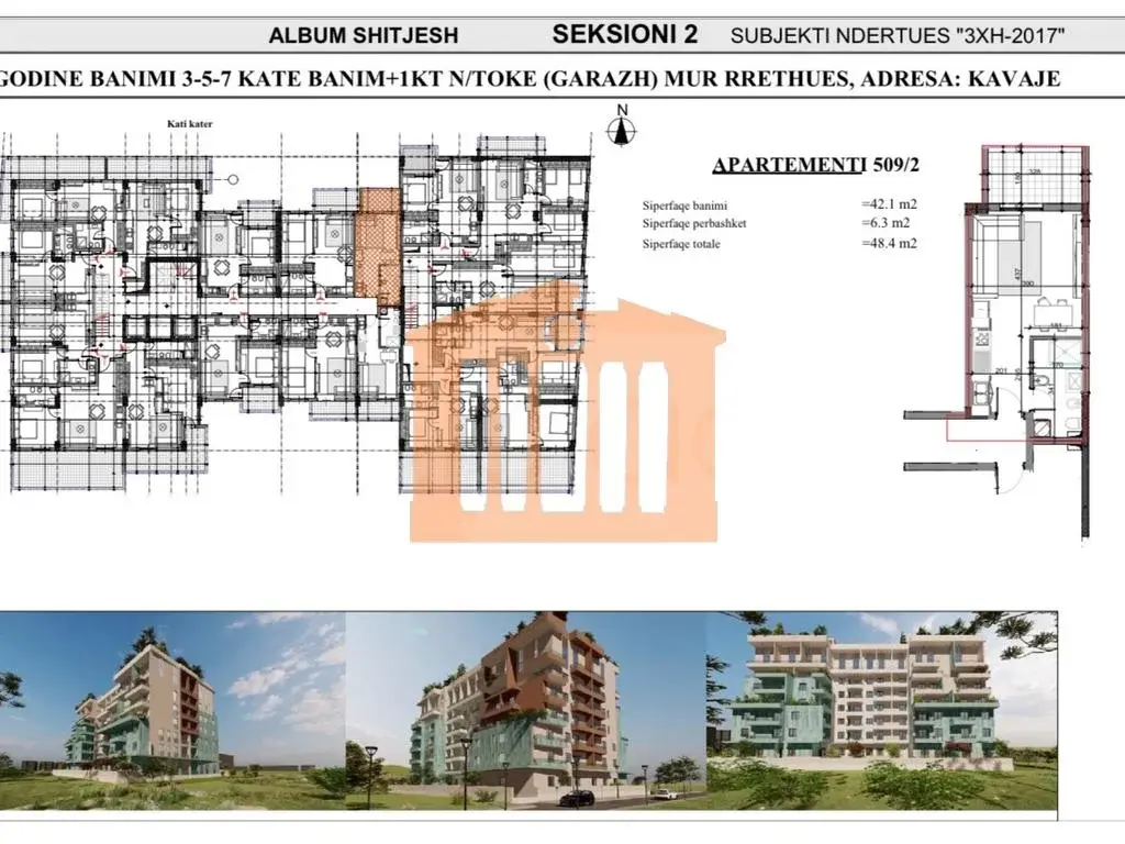 Apartament studio 42 m² 5 kati
