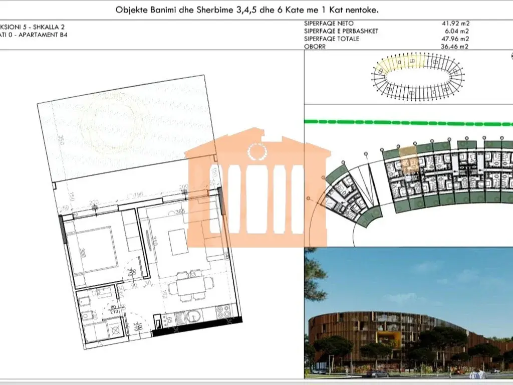 Apartament 1+1 dhoma 42 m² 1 kati
