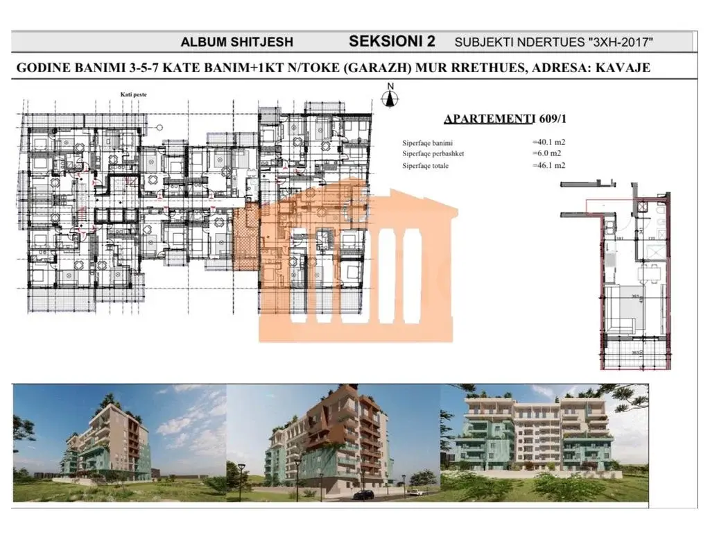 Apartament studio 40 m² 5 kati
