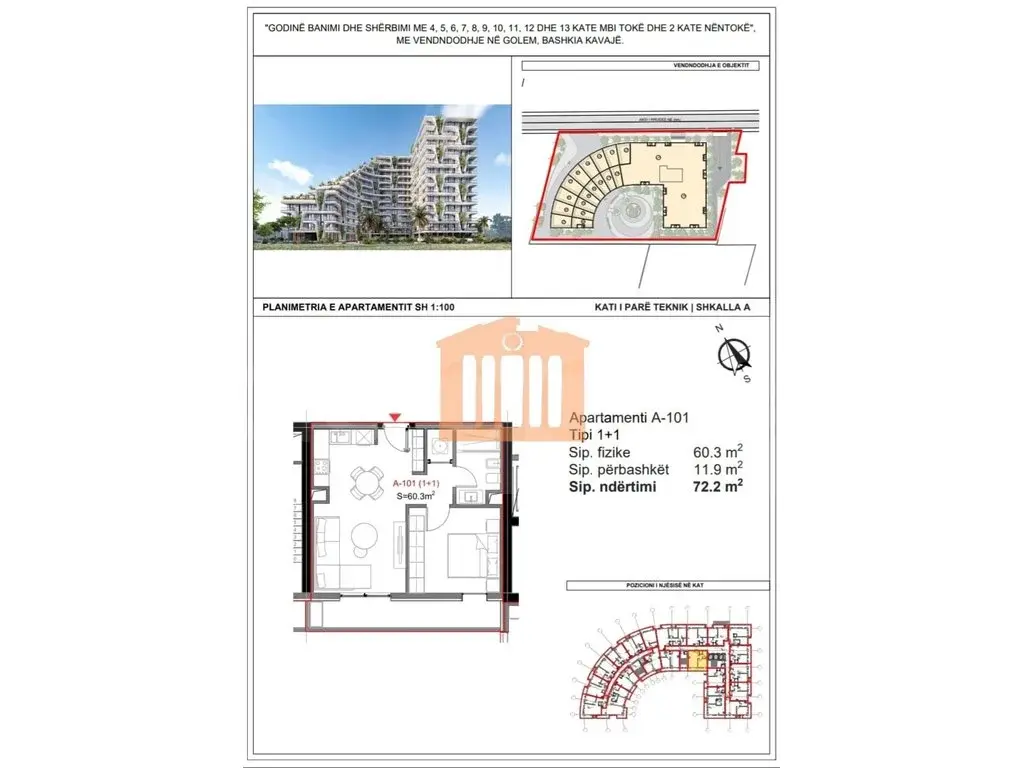 Apartament 1+1 dhoma 92 m²