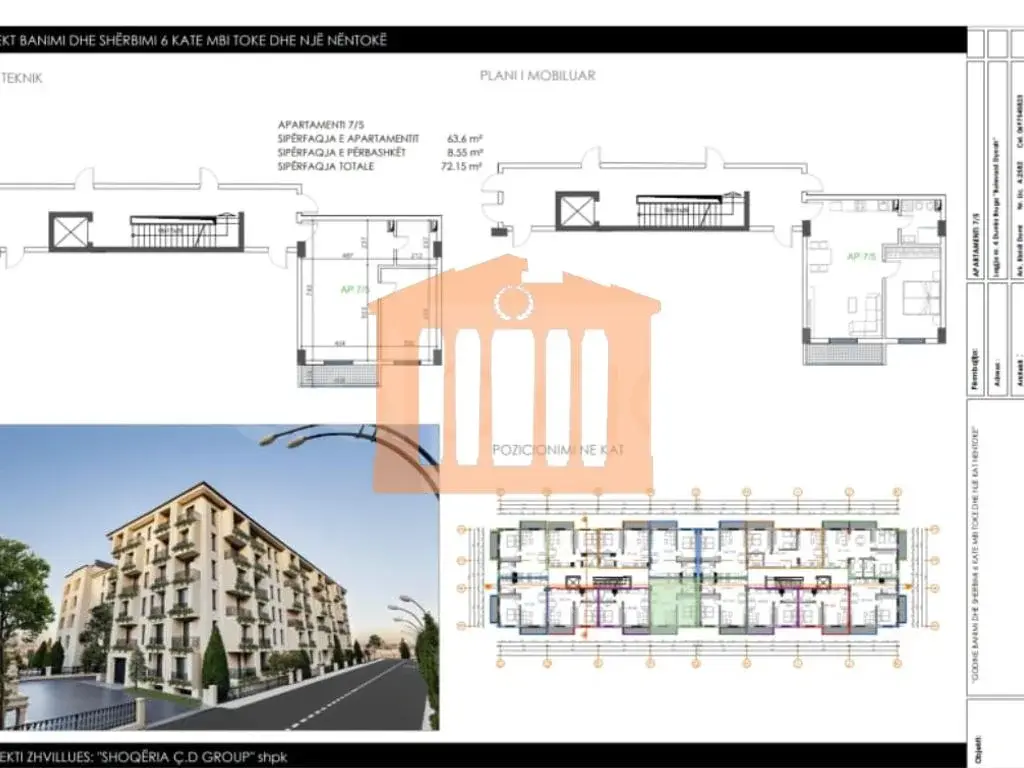Apartament 1+1 dhoma 64 m² 3 kati