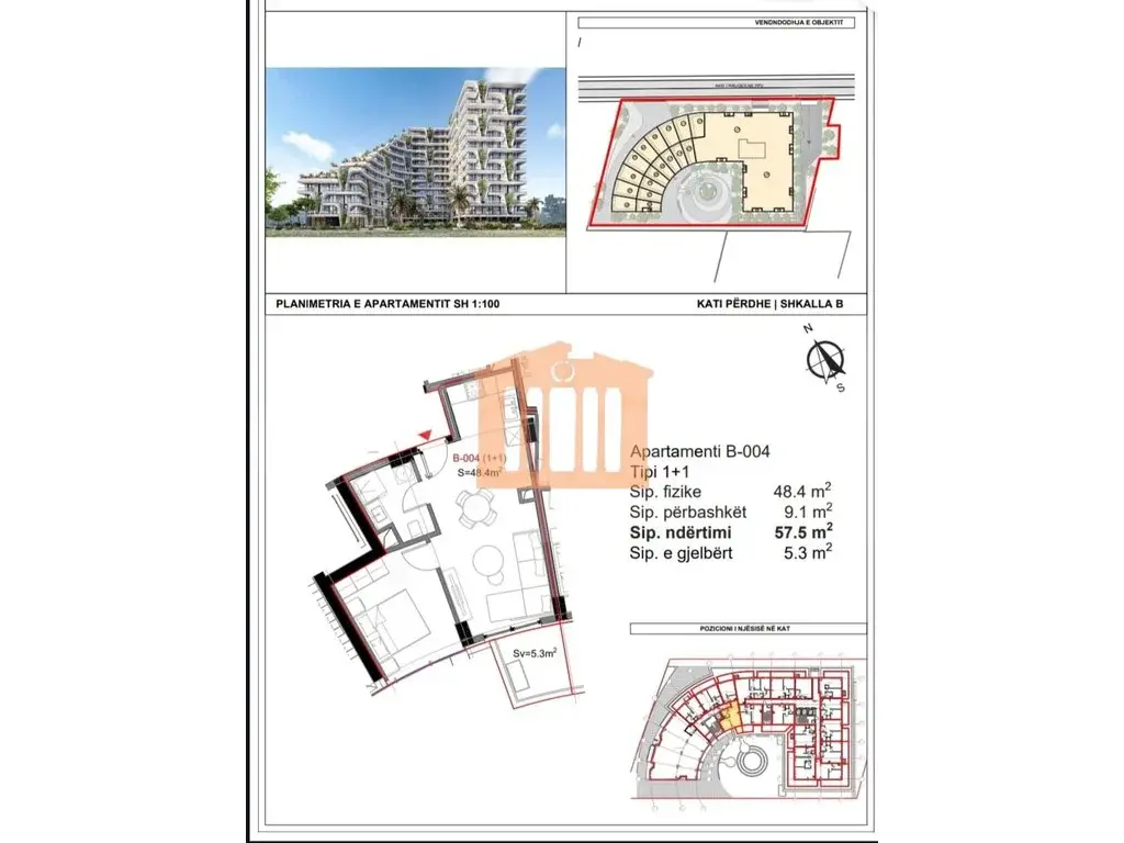 Apartament 1+1 dhoma 92 m²