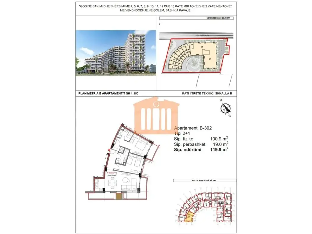 Apartament 1+1 dhoma 92 m²