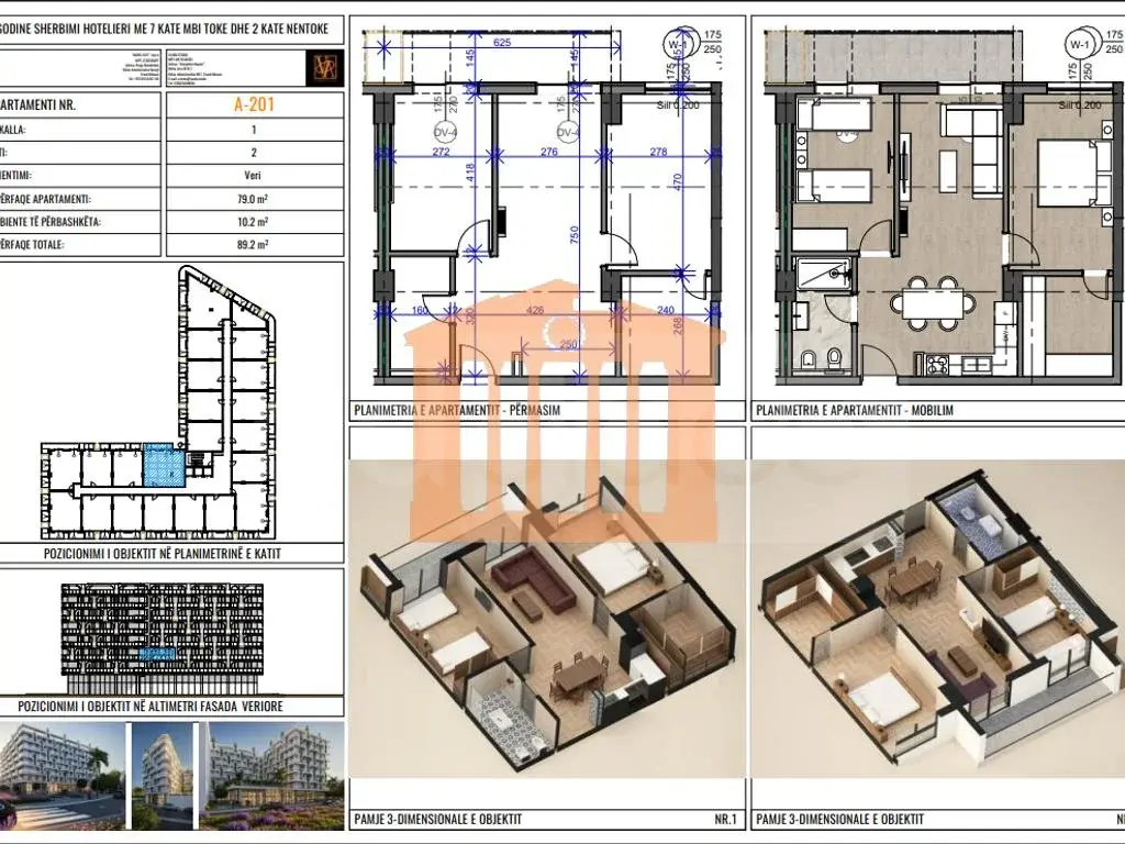 Apartament 1+2 dhoma 89 m²