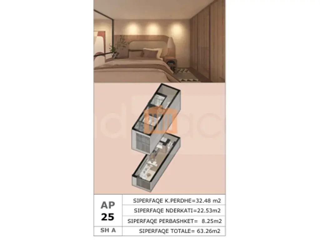 Apartament 1+1 dhoma 55 m²