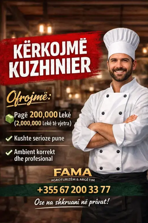 Vend pune vakant. Shef kuzhine tradicional