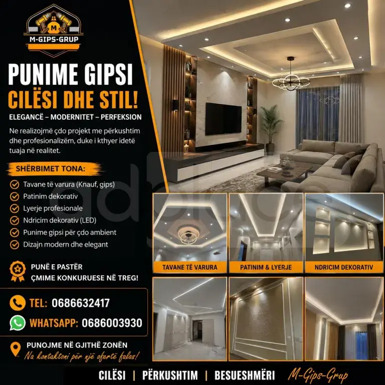Punime profesionale gipsi & tavane dekorative