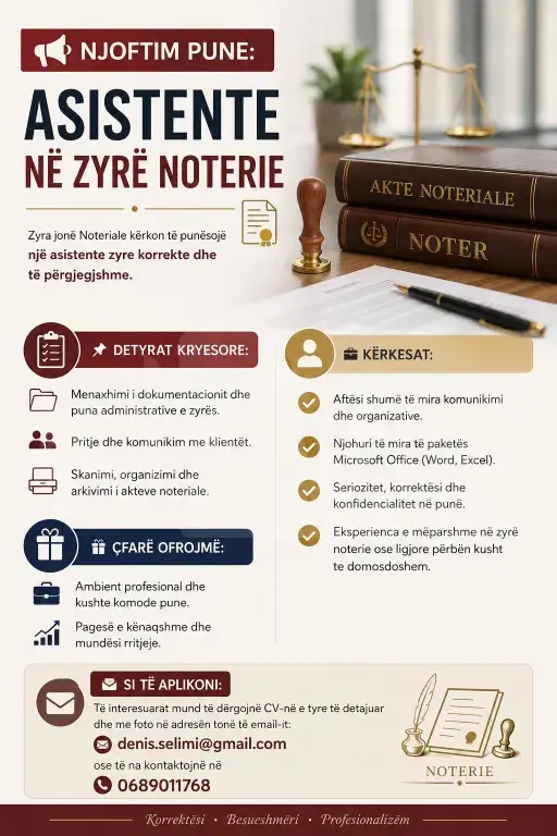 ASISTENTE NE ZYRE NOTERIE (me eksperience)