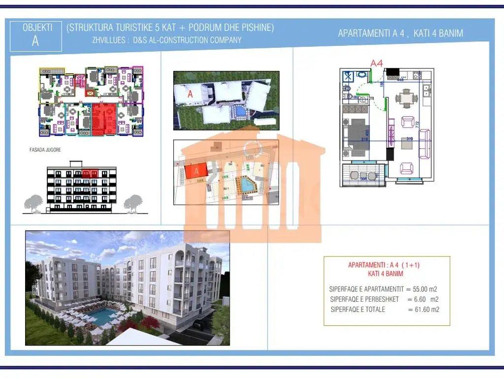 Apartament 55 m² 4 kati