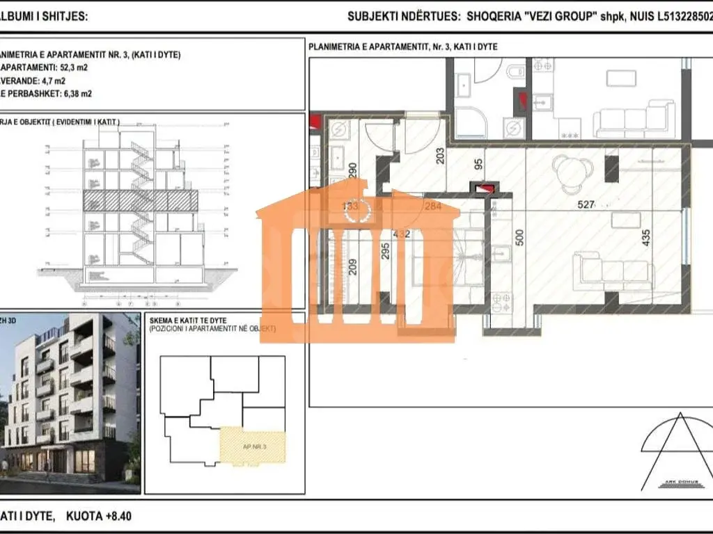 Apartament 52 m² 2 kati