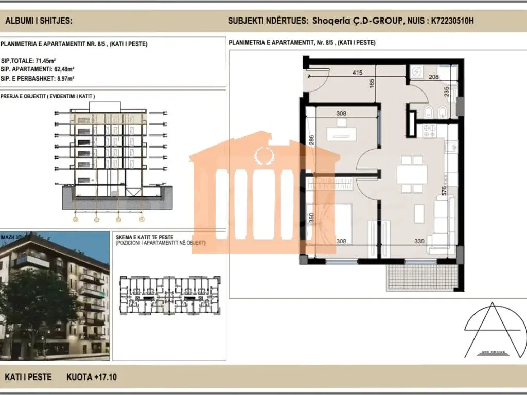 Apartament 62 m² 5 kati