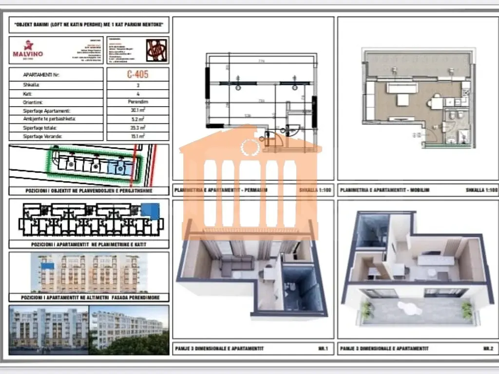 Apartament 35 m² 1 kati