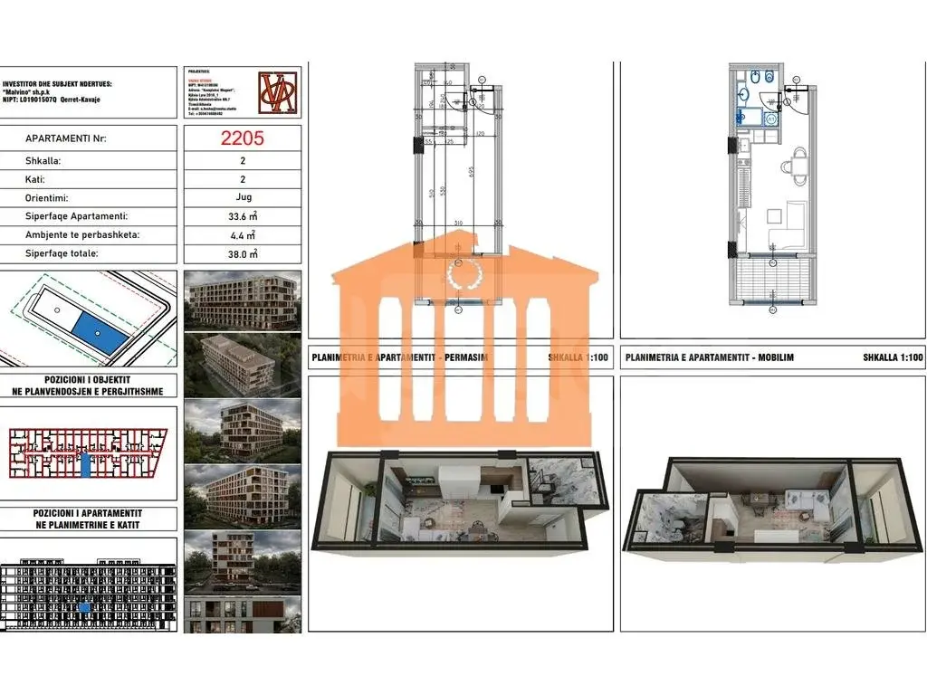Apartament 34 m² 2 kati