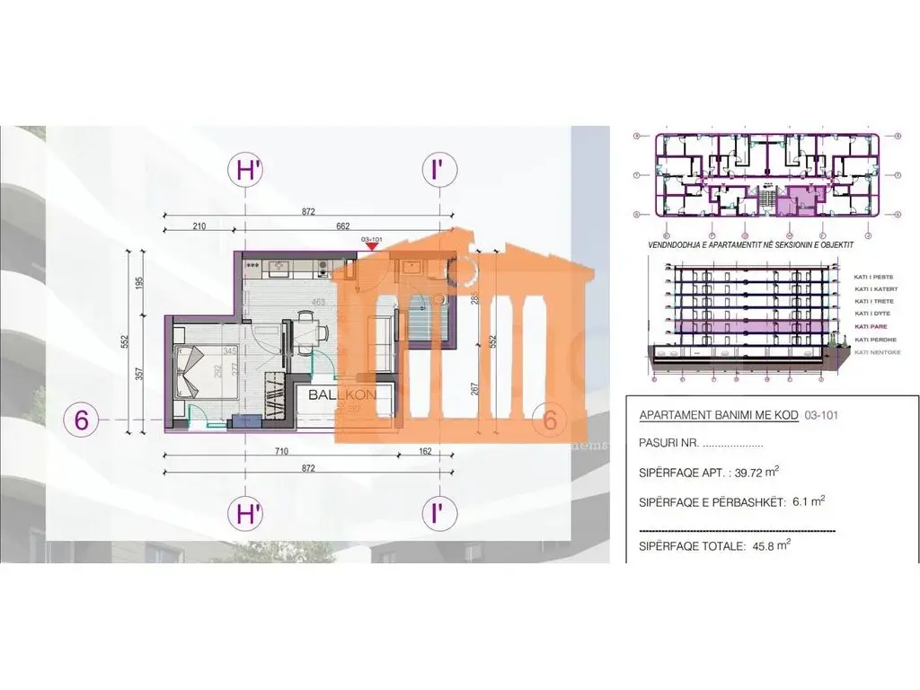 Apartament 40 m² 1 kati