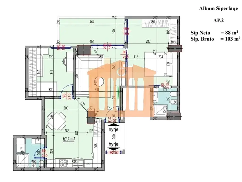 Apartament 88 m² 2 kati