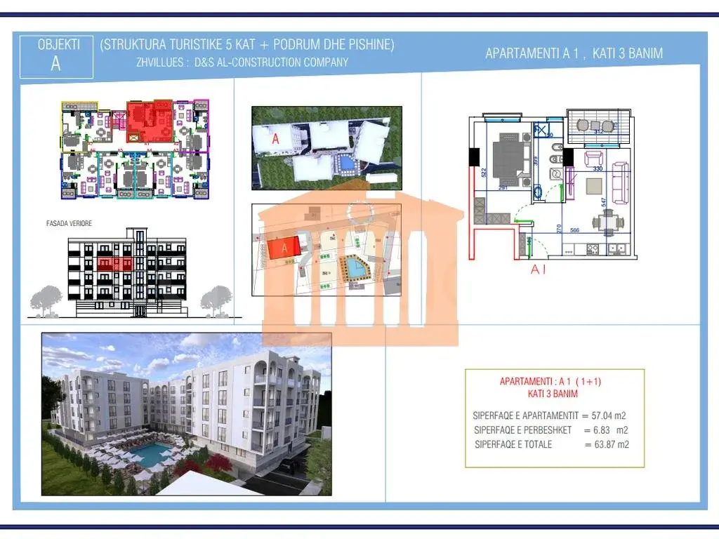 Apartament 57 m² 3 kati