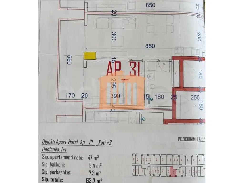 Apartament 47 m² 2 kati