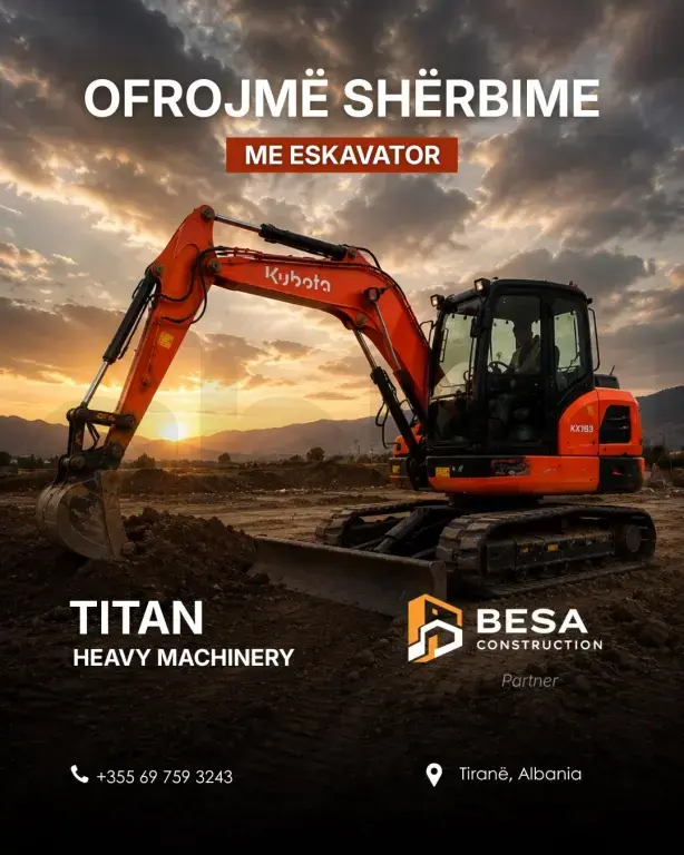 Shërbime me Eskavator në Tiranë – Gërmime, Nivelime & Sistem