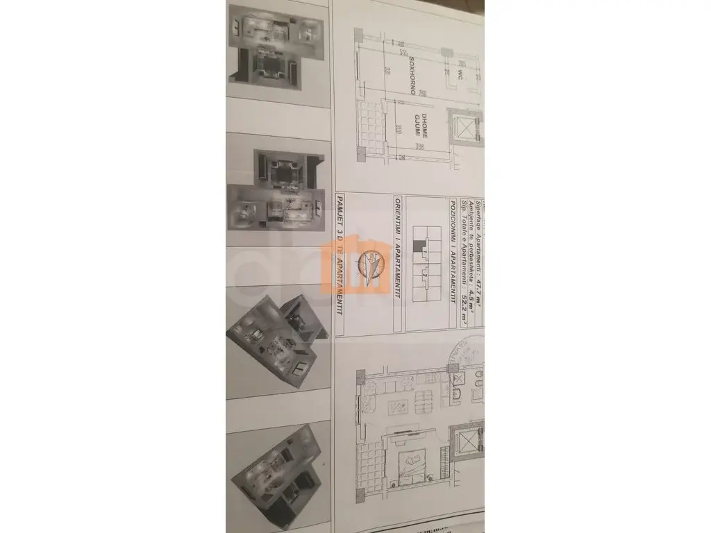 Apartament 1+1 dhoma 48 m² 4 kati