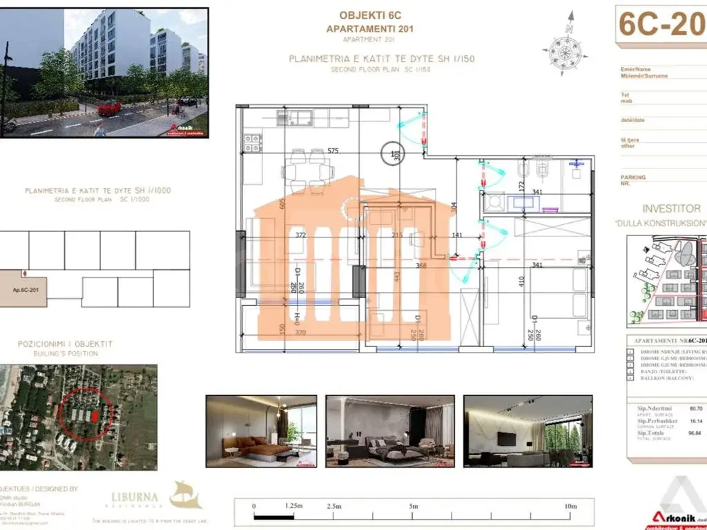 Apartament 1+2 dhoma 81 m² 2 kati