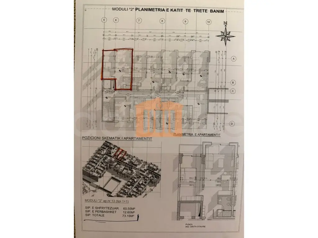 Apartament 1+1 dhoma 61 m² 2 kati