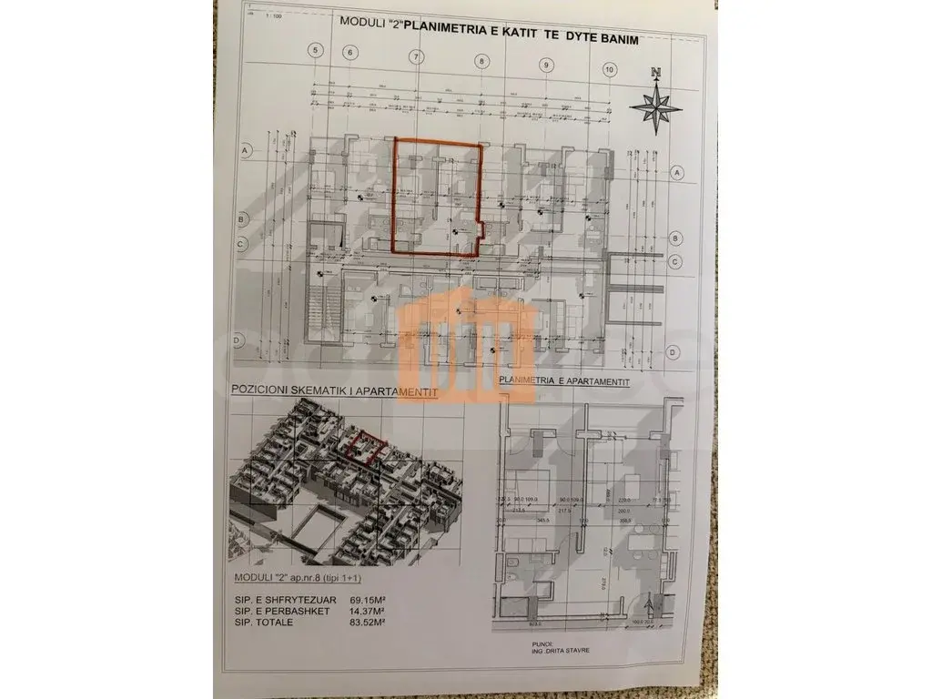Apartament 1+1 dhoma 69 m² 2 kati