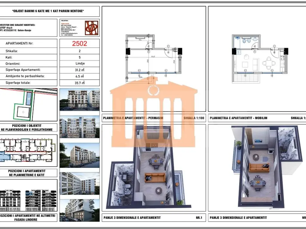Apartment 1+1 room 31 m² 5 floor