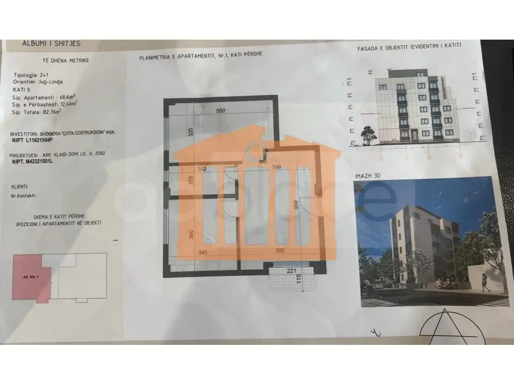 Apartament 1+2 dhoma 70 m²
