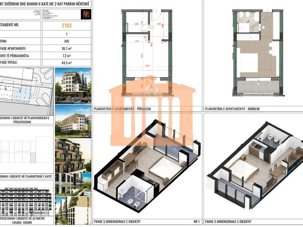 Apartament 1+1 dhoma 36 m² 1 kati