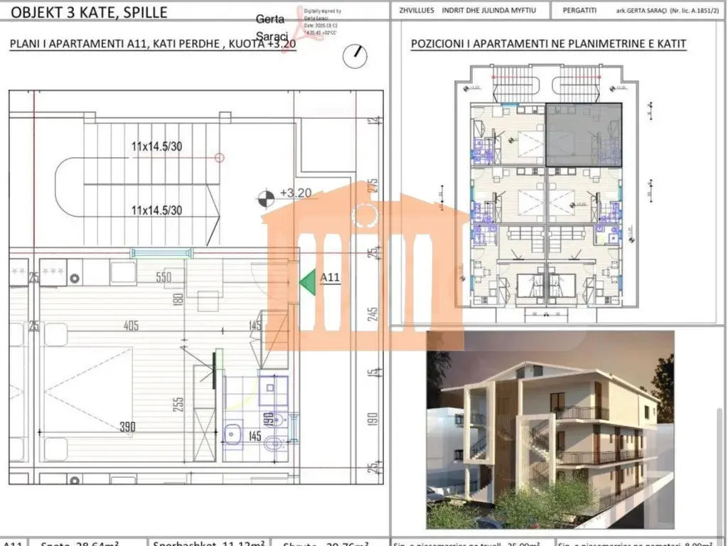Apartament 1+1 dhoma 29 m² 1 kati