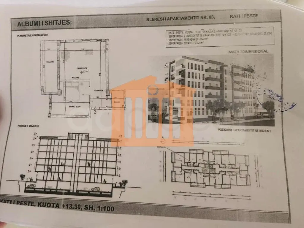 Apartament 1+1 dhoma 64 m² 5 kati