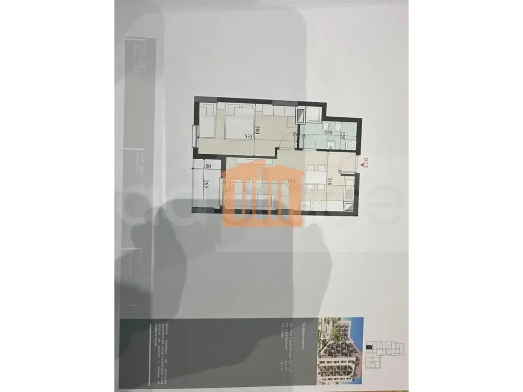 Apartament 1+1 dhoma 53 m² 1 kati