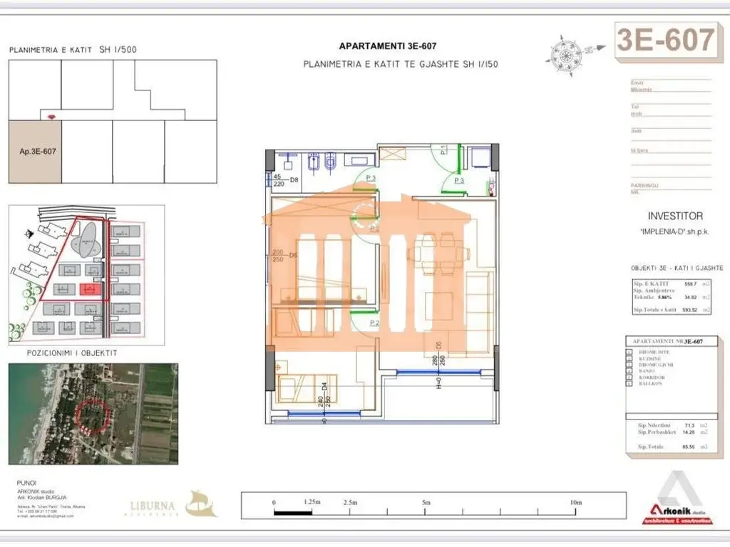 Apartament 1+1 dhoma 85 m² 6 kati