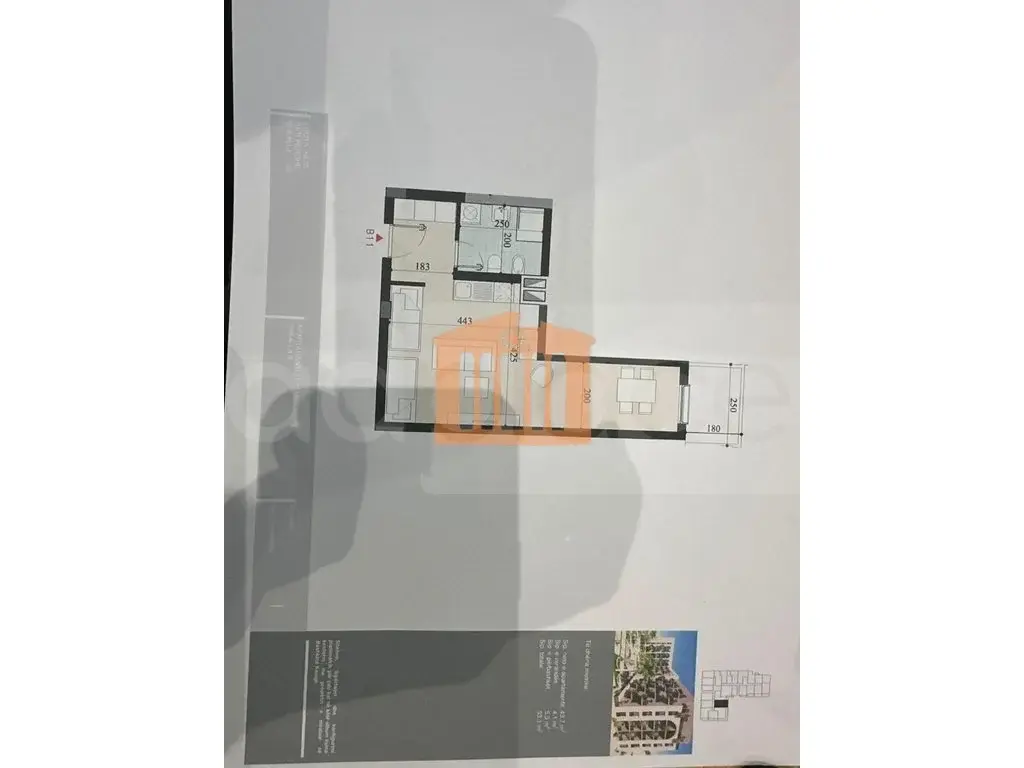 Apartament 1+1 dhoma 44 m² 1 kati