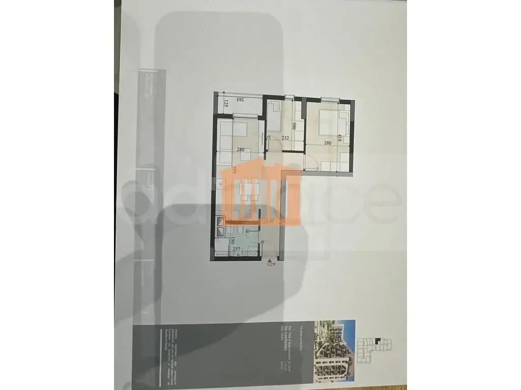 Apartament 1+2 dhoma 62 m² 1 kati